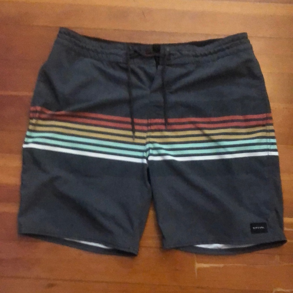 Rip Curl Gray Board Shorts With Nice Stripes - image 1